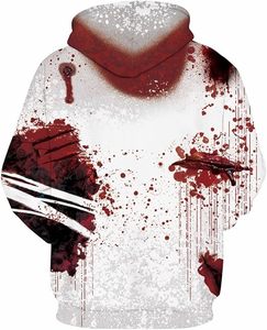 Sudadera Unisex Blanca con Estampado de Salpicaduras de Sangre y Frase 'I'm Fine', Corte Regular, Informal, Otoñal, Tejida en Poliéster con Estampados por Sublimación - Product Image 5