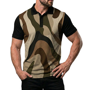 บริการ OEM เสื้อโปโลพิมพ์ลายพรางแบบกำหนดเองสำหรับผู้ชาย แขนสั้น ขายส่ง เสื้อโปโลถักลายพรางลำลองสำหรับเล่นกอล์ฟสำหรับผู้ชาย - Product Image 1