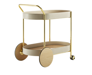 Gold Plated Hotel Trolley With 2 Shelves And 4 <b>Swivel</b> Casters Midcentury Modern Design Durable Commercial Furniture - Product Image 6
