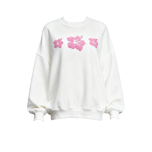 Sudaderas con Capucha Personalizadas de Algodón Blanco con Bordado Chenille, Cuello Redondo, Ropa de Otoño e Invierno para Mujer - Product Image 6