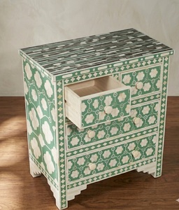 Handmade Solid Wood Bone Inlay Sideboard Chest of Drawers Geometric <b>Storage</b> <b>Cabinet</b> for Bedroom Living <b>Room</b> <b>Dining</b> - Product Image 3