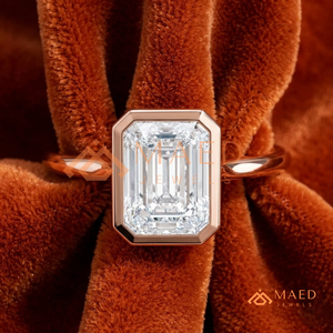 Luxury Emerald Cut Moissanite <b>Ring</b> for <b>Women</b> Rose Gold Bezel <b>Set</b> Engagement Jewelry Elegant Gift USA - Product Image 1