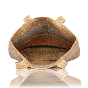 Sac fourre-tout d'été tendance en jute écologique 2026, sac à main en jute rayé, sac de plage en jute, vente en gros pour femmes - Product Image 2