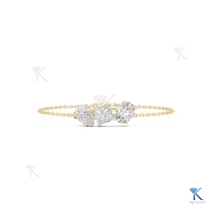 Lab Grown Diamond Three Stone Multi-Cut Chain <b>Bracelet</b> 14K 18K <b>Solid</b> Gold Fine Women Luxury Jewelry Manufacturer Wholesale - Product Image 1