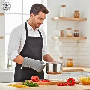 Ensemble Tablier et Moufles de Cuisson – Cadeau Idéal pour la Cuisine, la Pâtisserie et la Grillade – Moufles Résistantes à la Chaleur, Support de Casserole, Tablier de Chef Ajustable Unisexe – Usage Quotidien - Product Image 3
