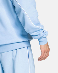 Survêtement homme 2 pièces bleu ciel surdimensionné avec logo personnalisé et passepoil, respirant, le plus vendu - Product Image 5