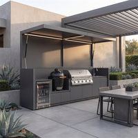 Cuisine extérieure personnalisée avec barbecue, résistance aux chocs, design moderne, abri de cuisine extérieur en acier inoxydable pour cour