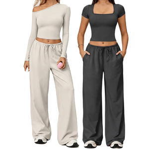 Ensembles de yoga personnalisés pour femmes, écologiques, respirants, 2 pièces, vêtements de sport avec logo frontal, pour la gym et le fitness - Product Image 1