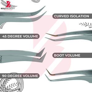 Juego de 4 Pinzas para Pestañas Plateadas Personalizadas, Pinzas de Acero Inoxidable de Grado Quirúrgico con Punta de Fibra para Extensiones de Pestañas de Volumen - Product Image 6