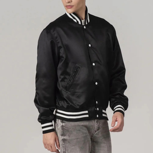Chaqueta Bomber de Satén para Hombre, Estilo Moderno, con Logotipo Personalizado en la Parte Delantera, Transpirable, Estilo Urbano - Product Image 4