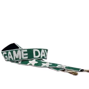 Correa de monedero con cuentas a cuadros para el día del juego, correas personalizadas para bolso con cuentas de semillas de oro blanco, accesorios de moda para bolsos - Product Image 1