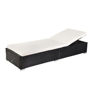 Black Outdoor Leisure Rattan Furniture <b>Single</b> <b>Sheet</b> Pool <b>Bed</b>/Chaise <b>for</b> Sun Lounging - Product Image 2