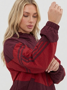 Veste de course à capuche color block pour femme, manches longues, fermeture éclair, coupe-vent, en polyester tissé, pour l'automne - Product Image 4
