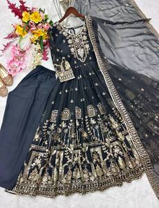 Nuevo Diseño Fox Georgette con Bordado y Lentejuelas de 5mm, Conjunto de Gown, Pantalón y Dupatta, Listo para Usar, Largo hasta el Suelo, para Fiesta, de Secado Rápido y Elástico - Product Image 6
