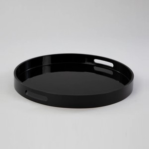 Bandeja circular grande lacada en negro, bandejas decorativas para servir alimentos, accesorios para el hogar, utensilios de cocina hechos en Vietnam. - Product Image 1