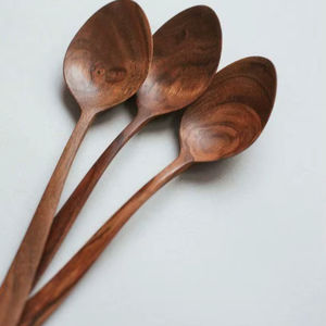 Ensemble de cuillères en bois naturel pour la cuisine, ustensiles de cuisine avec spatule, louche, cuillère à retourner et cuillère à mélanger pour la cuisine à domicile - Product Image 1