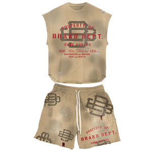 Trending Men's Customized 2-Piece Set Stylish Embroidered Breathable Shorts & T-Shirt <b>Hip</b> Hop Print Style <b>for</b> Summer - Product Image 4