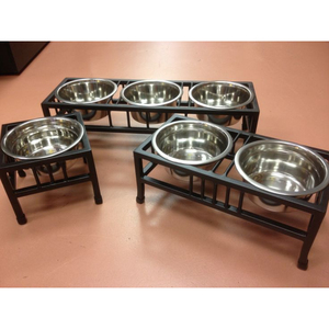 Support surélevé pour gamelles de chien avec design en forme d'os, station d'alimentation en bois surélevée pour animaux de compagnie avec 2 gamelles en acier inoxydable pour chiens de petite à moyenne taille - Product Image 4