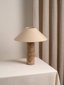 Modern Marble Accent Lamp Featuring Elegant Cylinder Silhouette Refined Metal Detailing And Warm Atmospheric <b>Illumination</b> - Product Image 5