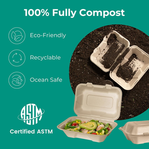 Compostable To Go <b>Food</b> <b>Containers</b>, <b>Disposable</b> To Go Boxes for <b>Food</b> Lunch Boxes Clamshell Take Out <b>Containers</b> with Lids - Product Image 4