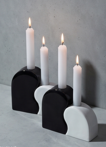 Porte-bougies décoratifs en métal noir et blanc texturé pour mariage et événements - Product Image 5