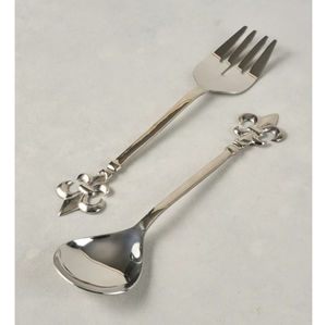 Ensemble de cuillères et fourchettes à salade vintage en acier inoxydable, ustensiles de service modernes pour la maison et la restauration - Product Image 1