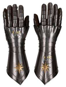 Guantes de Caballero de Acero con Recubrimiento de Níquel Negro, Conjunto de Guantes de Armadura Medieval de Estilo Antiguo con Emblema de Estrella Dorada - Product Image 3