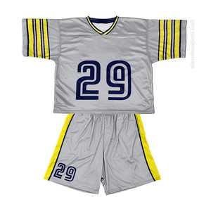 Tenues de lacrosse personnalisées sublimées à col en V, gris, bleu marine, jaune rayé, ensembles de maillots de lacrosse pour hommes, polices séparées 29 - Product Image 1