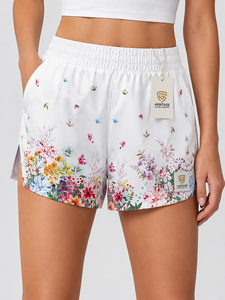 Premium 100% Cotton <b>Women's</b> Vintage Sports <b>Shorts</b> Custom Printed Logo Button Breathable Quick Dry <b>Elastic</b> <b>Waist</b> <b>Shorts</b> for <b>Women</b> - Product Image 1