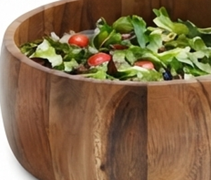 Ensemble de saladiers en bois de qualité supérieure, ronds, durables, compatibles lave-vaisselle, design minimaliste, ensemble de vaisselle 4 pièces avec cuillères de service - Product Image 3
