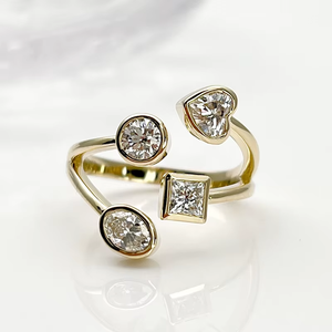Women's 18K Gold Plated Minimalist <b>Diamond</b> <b>Ring</b> Round Brilliant Cut Everyday Wear - Product Image 3