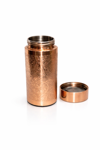 Copper Water Bottle Floral Pattern Screw-On Lid Reusable Travel <b>Mug</b> Traditional Chinese Design Single Wall Metal - Product Image 5