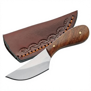 Cuchillo de Supervivencia y Caza Delgado de 4.5 Pulgadas, Hoja Recta de Acero Inoxidable con Empuñadura de Madera, Funda Marrón, Grado Industrial OEM - Product Image 1