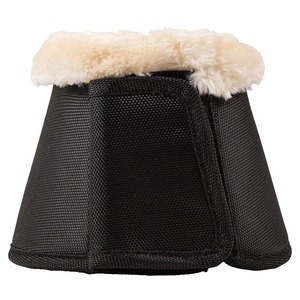 Protège-jambes de sport pour chevaux en polaire noire personnalisables, couleur unie, avec fermeture auto-agrippante - Product Image 2