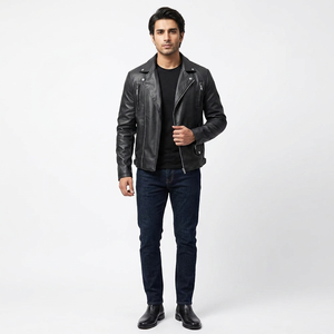 Clush 2026 Trending High Street Style Men's <b>Winter</b> <b>Jacket</b> Customizable OEM Genuine Cow Skin <b>Leather</b> Stand Zipper Closure Cotton - Product Image 3