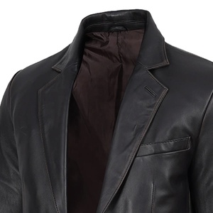 Blazer en cuir de vachette noir vieilli à capuche, coupe-vent et antibactérien, modèle OEM 2026 pour homme – Haute qualité, faible MOQ - Product Image 5