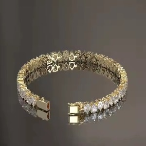 Lab Grown Diamond Tennis Bracelet for Women <b>Men</b> Solid Gold Eternity Pear Bracelet for Weddings Women's Diamond Bracelets <b>Bangles</b> - Product Image 2
