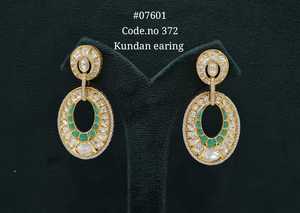 07601Kundan Dangle Earrings Gold Plated <b>Drop</b> Earrings Oval Geometric fashion earrings Jewelry for Party Wedding - Product Image 2