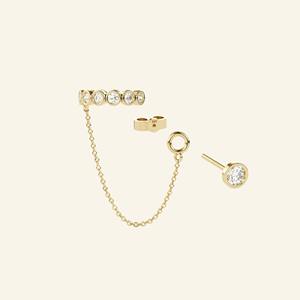 Pendiente de Oreja Individual de Oro Sólido de 14K con Diamante Cultivado en Laboratorio, Aro para Cartílago Helix, Joyería Fina Elegante para Mujer - Product Image 1