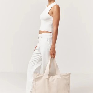 Printed Adjustable Washable Eco Friendly Beige Water Resistant <b>Canvas</b> Bag <b>Large</b> Capacity Woven Style - Product Image 2