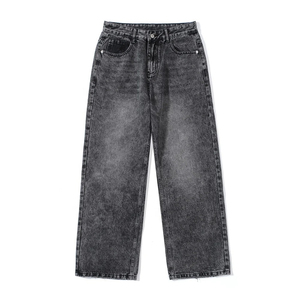 Pantalones Vaqueros de Cintura Alta y Pierna Ancha para Hombre, Estilo Casual, de Algodón Lavado, Corte Holgado, Estilo Otoñal - Product Image 2