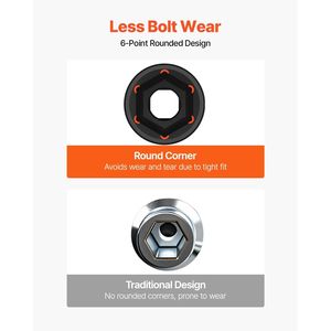 Set di chiavi a bussola a impatto da 19 pezzi con attacco da 1/2 e 3/8 di pollice, bussole profonde a 6 punte con attacco da 1/2 e 1 pollice - Product Image 5