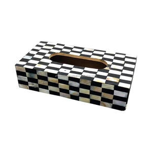 Boîte à mouchoirs rectangulaire avec incrustation de nacre, logo personnalisé, élégante, porte-serviettes fait main pour bureau, taille personnalisée acceptée - Product Image 5