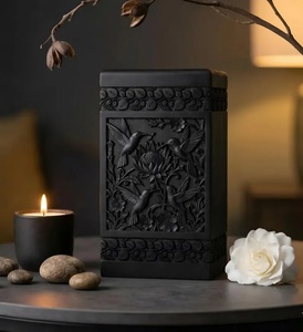Hand Carved American Style Durable Wooden Cremation Urn for Pet Deer Fish Hunting Theme Eco-Friendly <b>Memorial</b> <b>Box</b> - Product Image 2