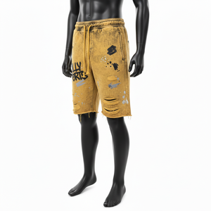 Shorts para Hombre con Lavado Ácido, Algodón Premium, Felpa Gruesa, Tacto Suave, Estilo Desgastado, Logotipo Personalizado con Serigrafía - Product Image 4