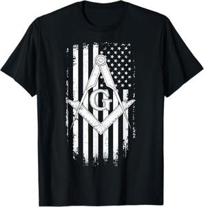 T-shirt avec symbole maçonnique Mason Square & Compass, symbole maçonnique, Shriner, instructions d'entretien, lavage en machine, origine importée - Product Image 5