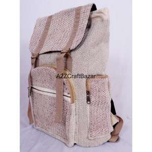 Sac à dos artisanal unisexe de taille moyenne en toile 100% coton, léger, vintage, 20L, avec fermeture à glissière et boucle, idéal pour la natation et le camping - Product Image 3