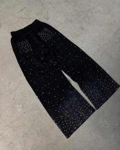 Women's Black Dot Print <b>Harem</b> Pants Elastic Waist Loose Fit Full Length Casual Knitted Polyester Pants - Product Image 2