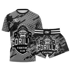 OEM/ODM Custom Sublimated Logo Fighting Muay Thai <b>Short</b> Set Stretch MMA Training Sparring <b>Short</b> Sleeve Quick Dry <b>Polyester</b> Fiber - Product Image 1