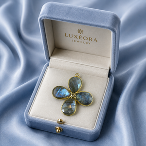 Pendentif fleur en labradorite |   Breloque en pierre précieuse en forme de poire facettée pour la fabrication de bijoux, à utiliser pour collier - Product Image 4